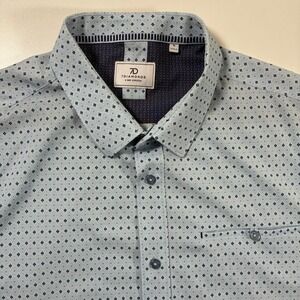 7Diamonds Button Up Mens XL Blue Liberty 4-Way Stretch Geometric Short Sleeve